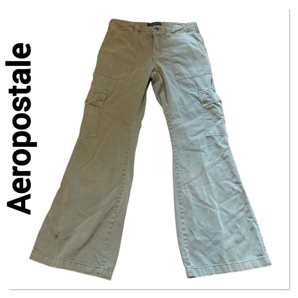 AEROPOSTALE Green Cargo Pants Low Rise Flare leg size 8